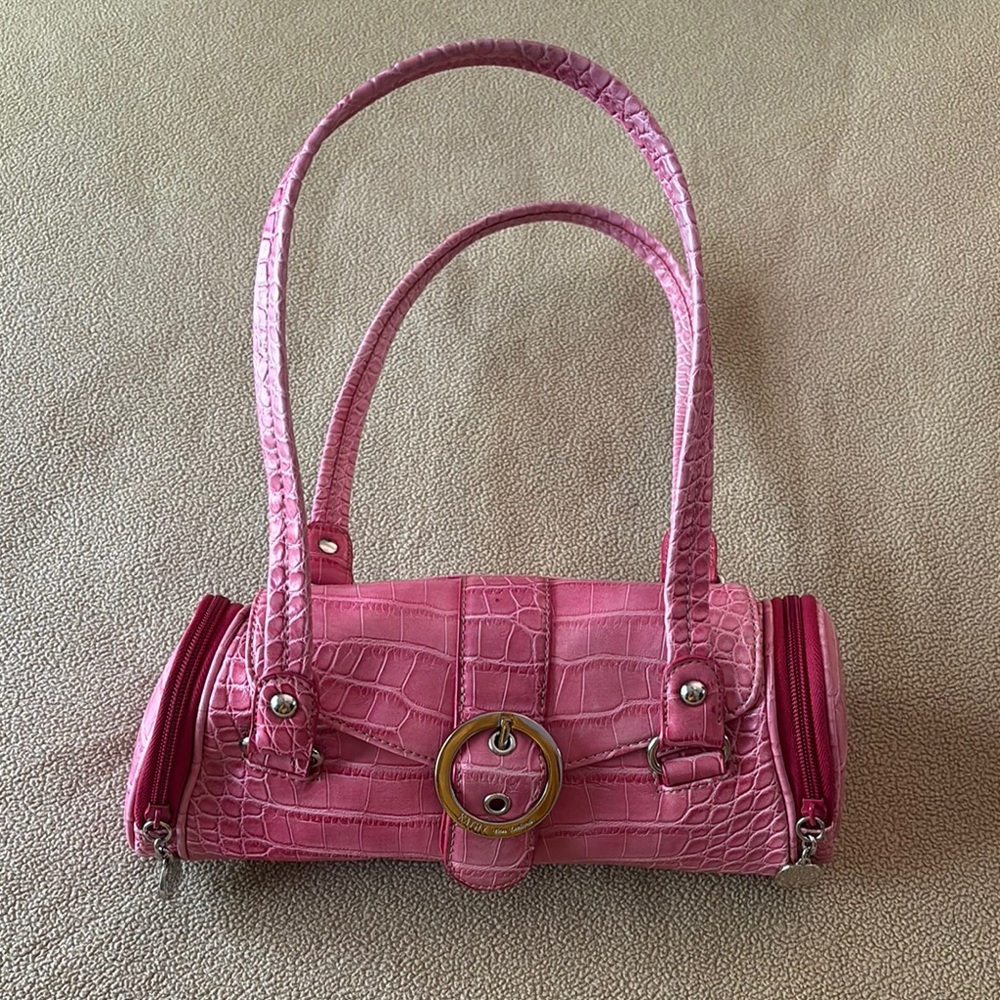 Kathy Van Zeeland Pink Crocodile-Embossed Women's Bag